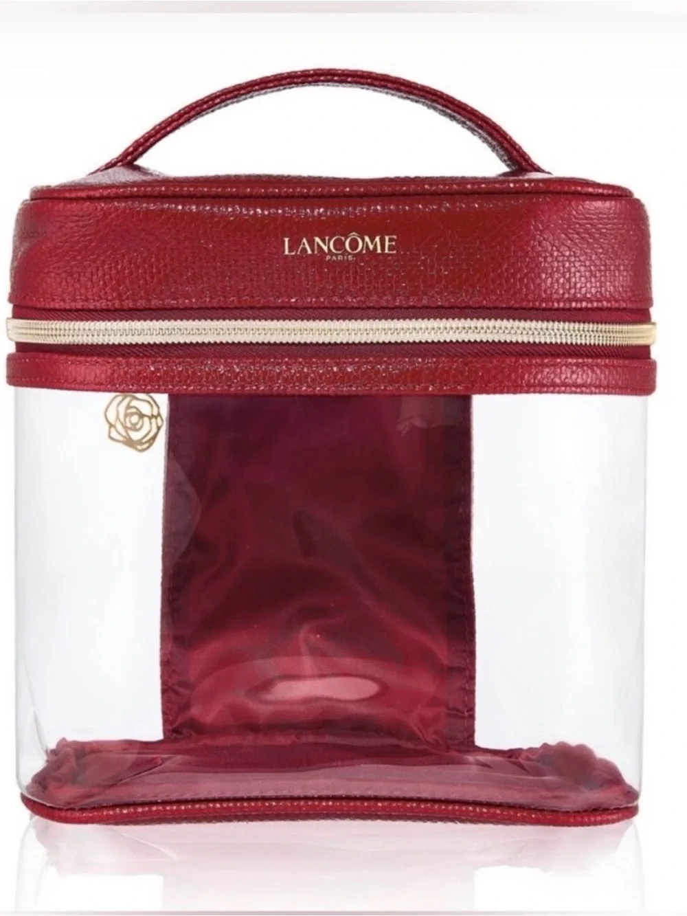Lancome Pink Lipstick & Gold Absolue Cream Set with Red Case